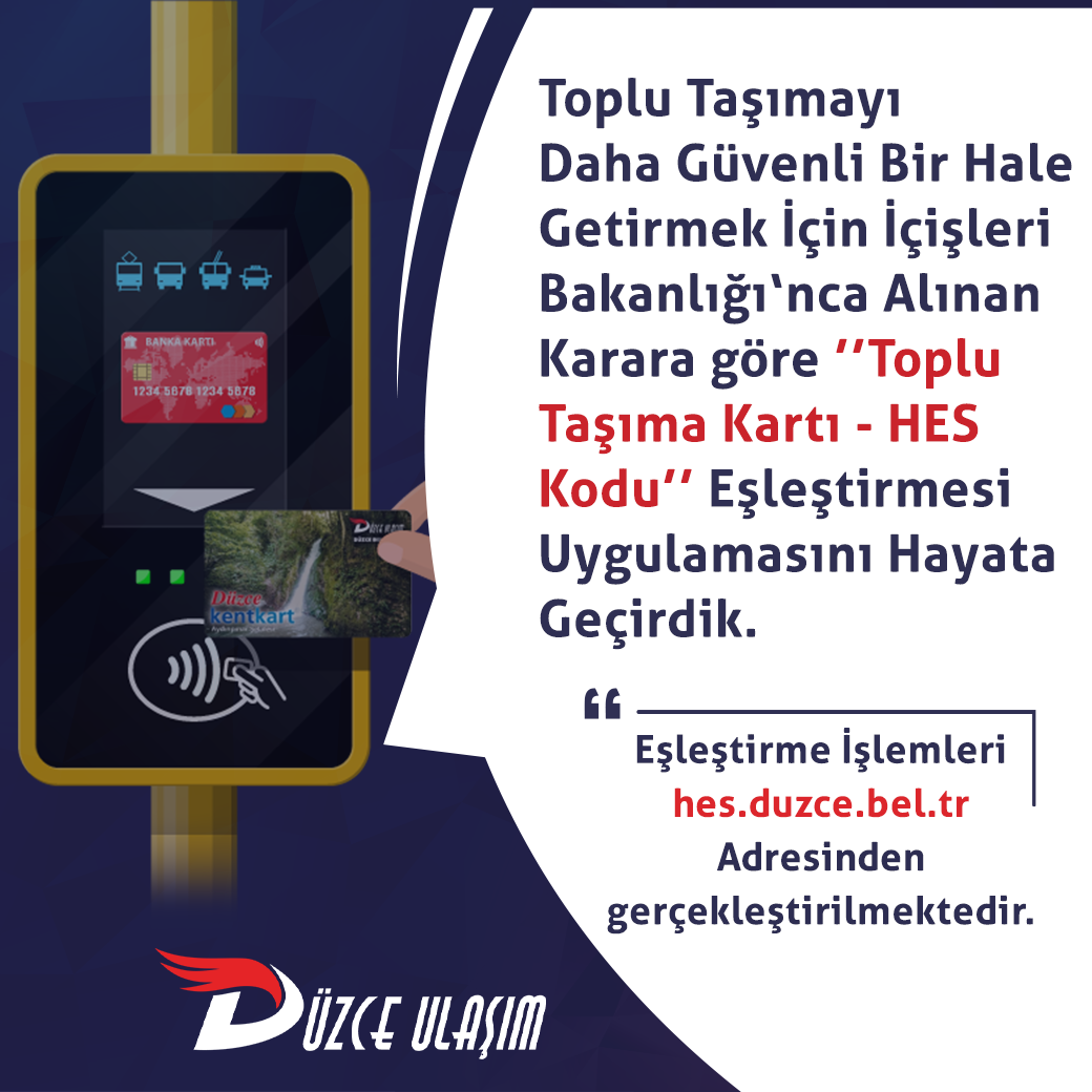 Düzce’de Kentkart HES kodu yükleme zorunluluğu uygulaması 15 Şubat itibariyle başlayacak.